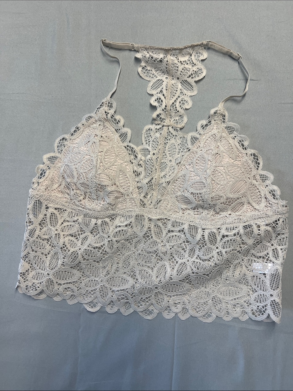 Lace Halter Bralette in Light Beige - Women Intimates